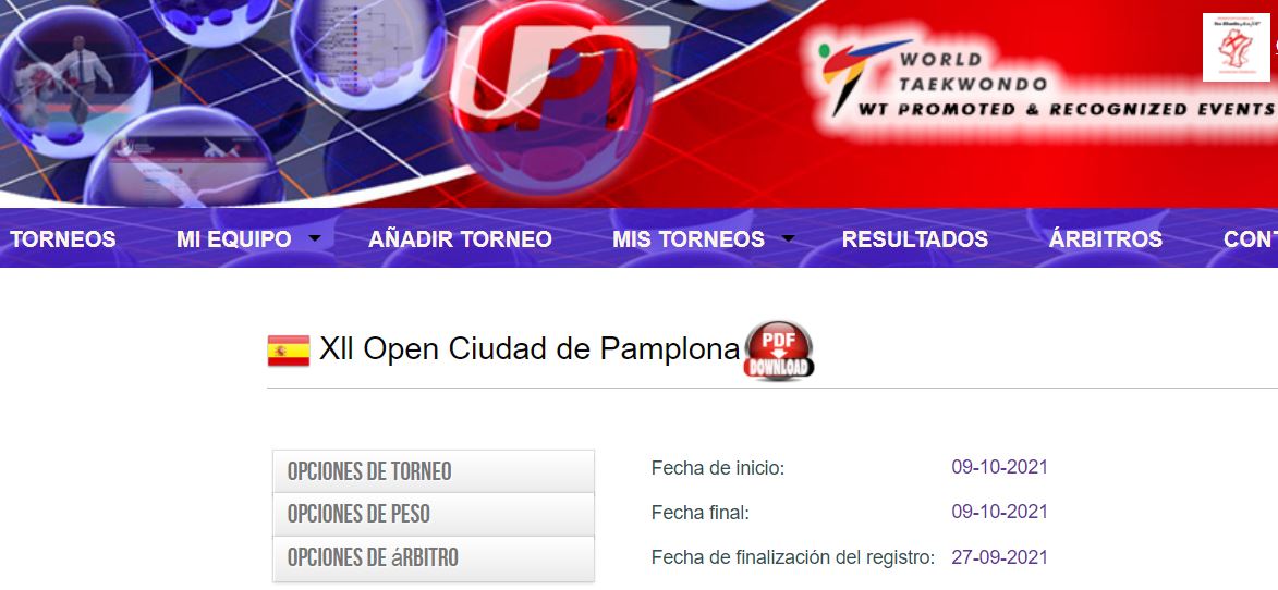 ABIERTAS LAS INSCRIPCIONES OPEN CIUDAD DE PAMPLONA / IRU&Ntilde;A 2021